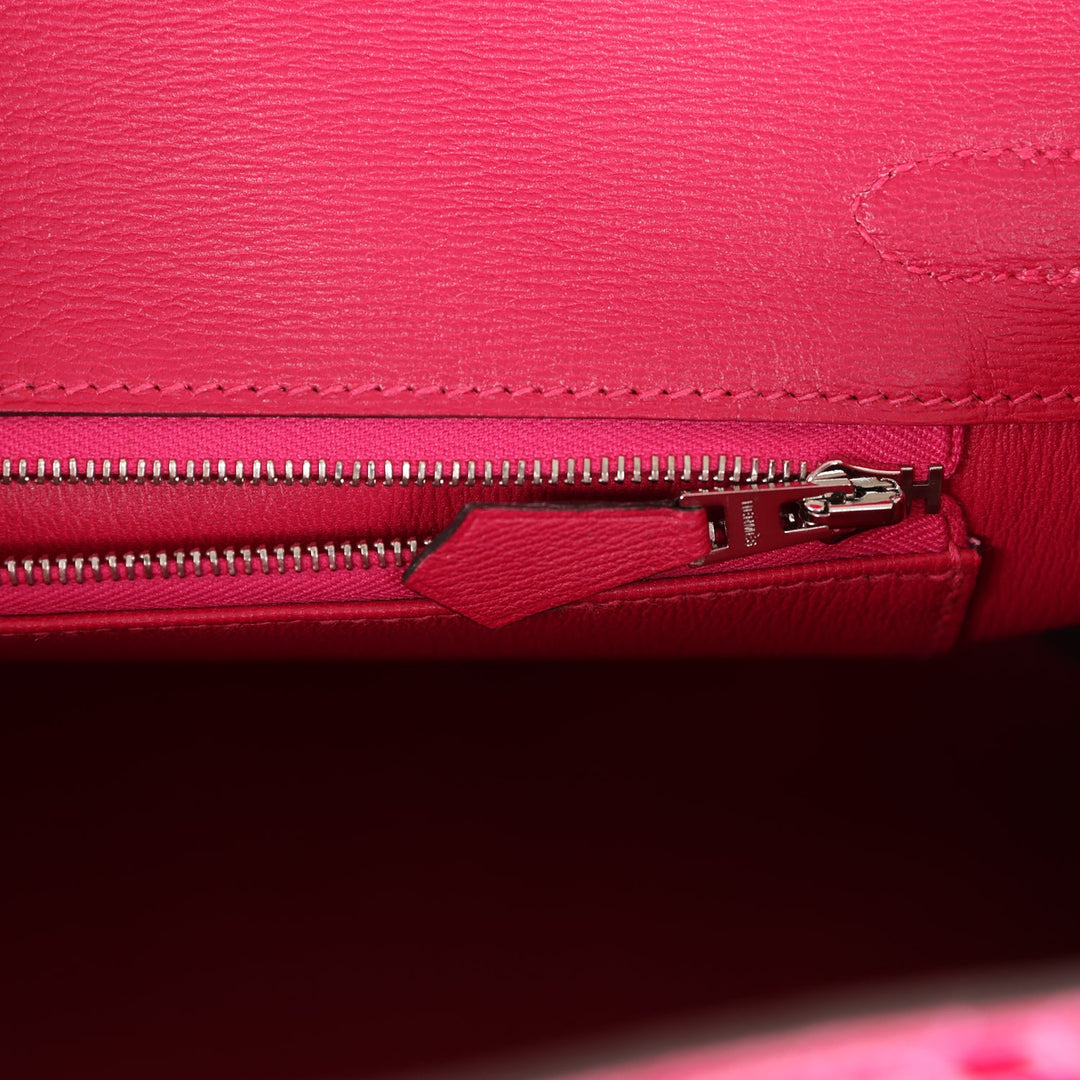 Top quality Hermes Birkin 25 Rose Mexico Shiny Porosus Crocodile Palladium Hardware