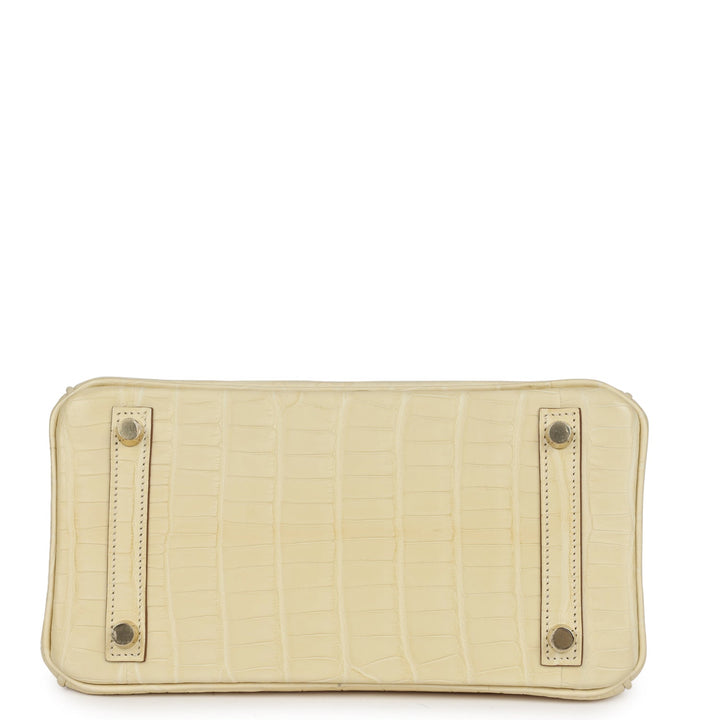 Top quality Hermes Special Order (HSS) Birkin 25 Vanille Matte Alligator Brushed Gold Hardware