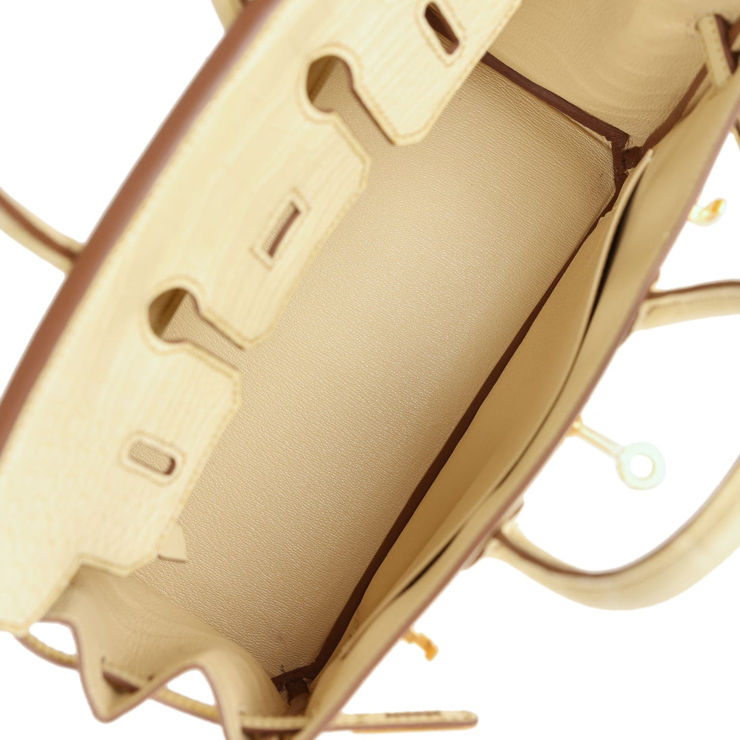 Top quality Hermes Special Order (HSS) Birkin 25 Vanille Matte Alligator Brushed Gold Hardware