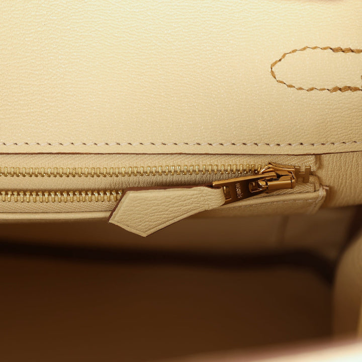 Top quality Hermes Special Order (HSS) Birkin 25 Vanille Matte Alligator Brushed Gold Hardware