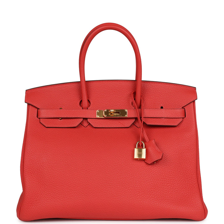 Top quality Hermes Birkin 35 Vermillion Togo Gold Hardware
