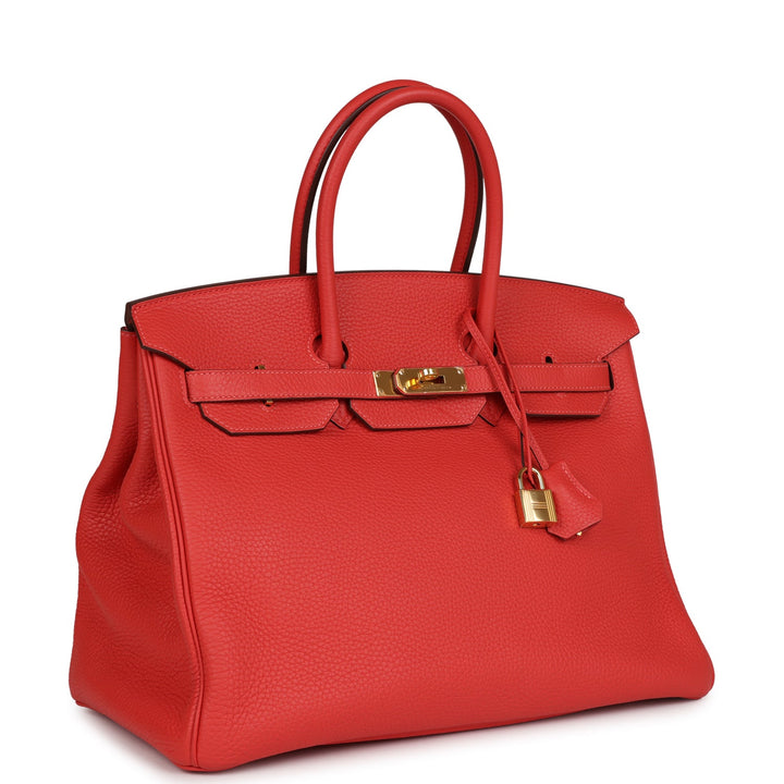 Top quality Hermes Birkin 35 Vermillion Togo Gold Hardware