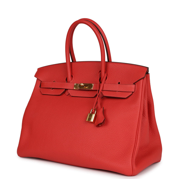 Top quality Hermes Birkin 35 Vermillion Togo Gold Hardware