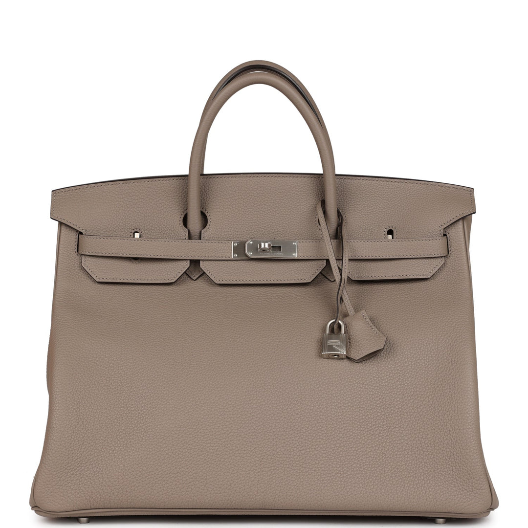 Hermes Horseshoe Stamp (HSS) Birkin 40 Gris Tourterelle Togo Brushed Palladium Hardware