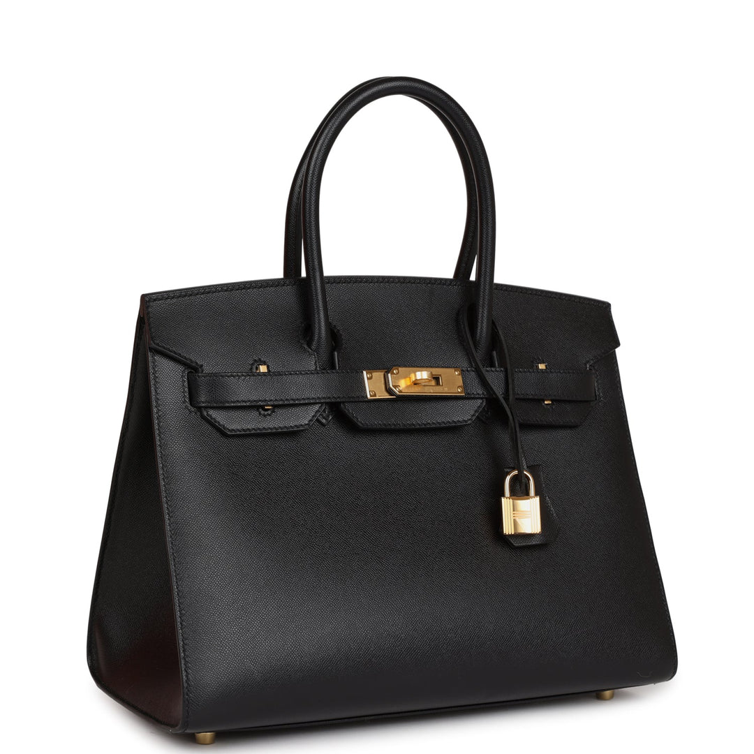 Top quality Hermes Birkin 30 Sellier Black Veau Madame Gold Hardware