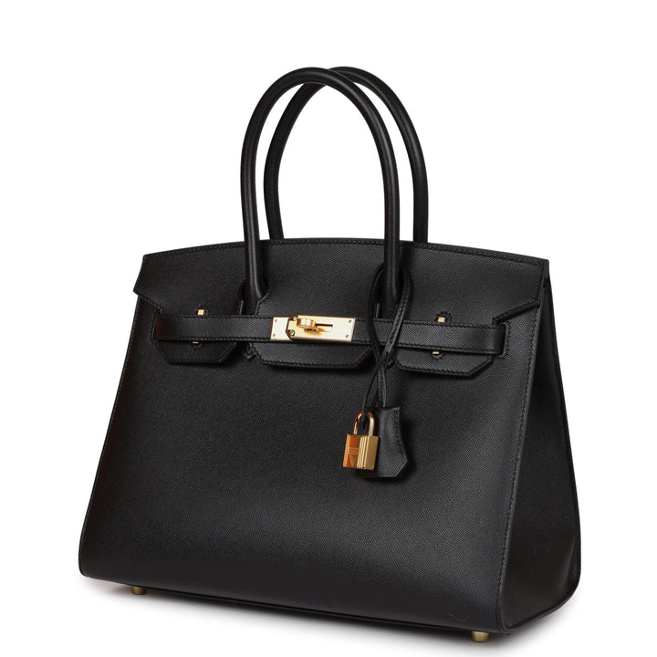 Top quality Hermes Birkin 30 Sellier Black Veau Madame Gold Hardware