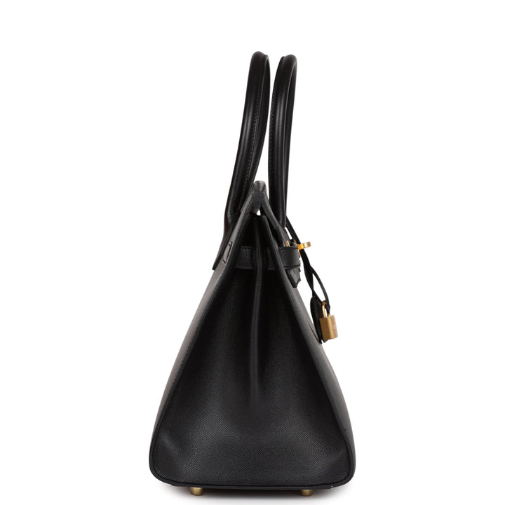 Top quality Hermes Birkin 30 Sellier Black Veau Madame Gold Hardware