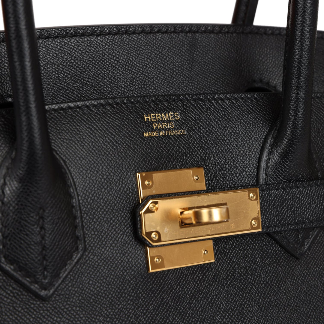 Top quality Hermes Birkin 30 Sellier Black Veau Madame Gold Hardware