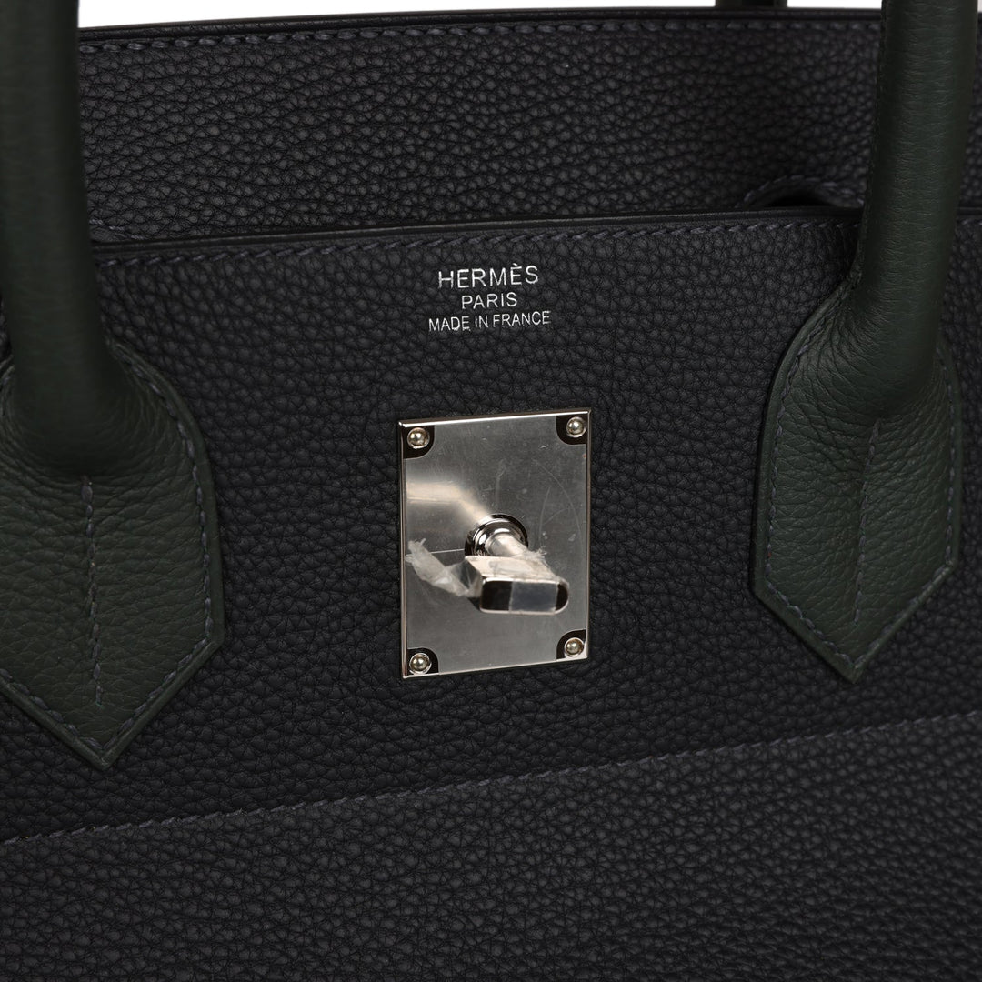 Top quality Hermes HAC Birkin 40 Caban and Vert Fonce Evercolor and Togo Palladium Hardware