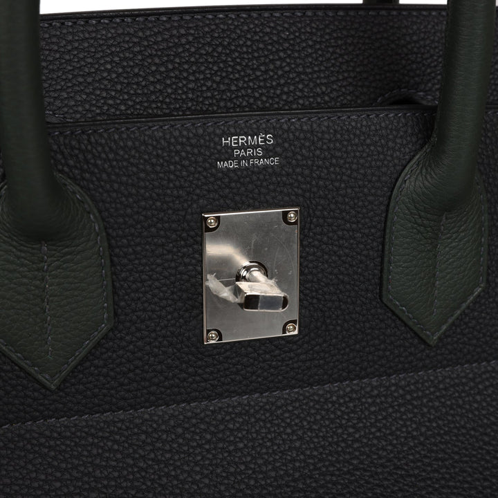 Top quality Hermes HAC Birkin 40 Caban and Vert Fonce Evercolor and Togo Palladium Hardware