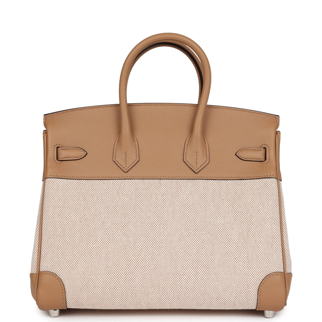 Premium Handmade Hermes Birkin 25 Toile H and Chai Swift Palladium Hardware