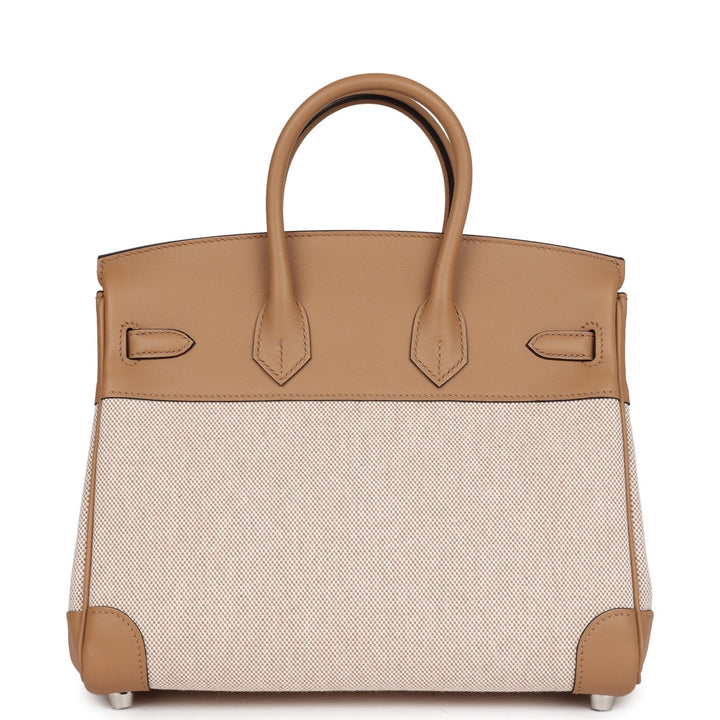 Premium Handmade Hermes Birkin 25 Toile H and Chai Swift Palladium Hardware