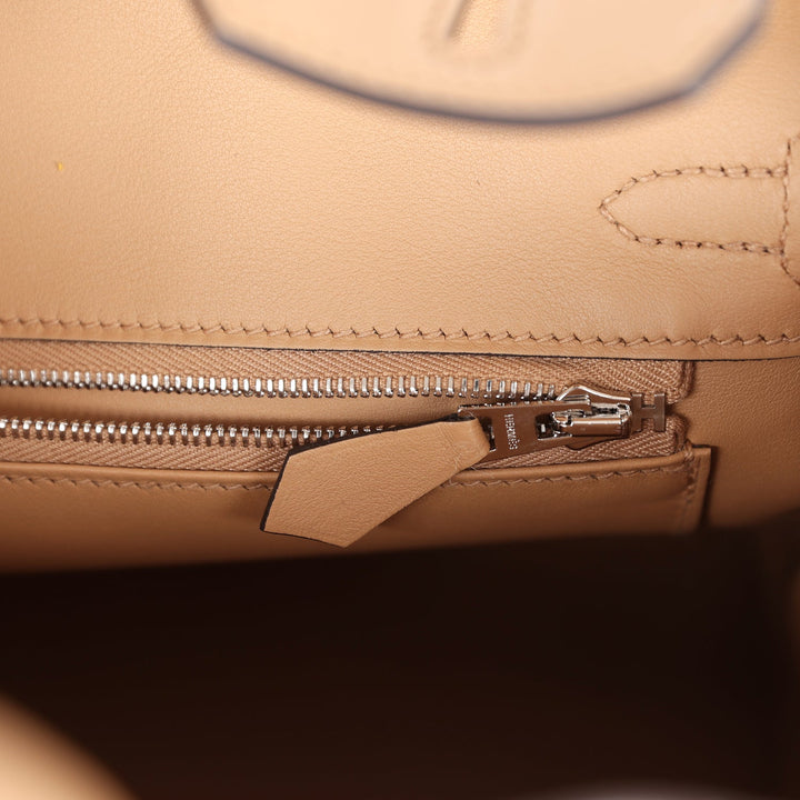 Premium Handmade Hermes Birkin 25 Toile H and Chai Swift Palladium Hardware