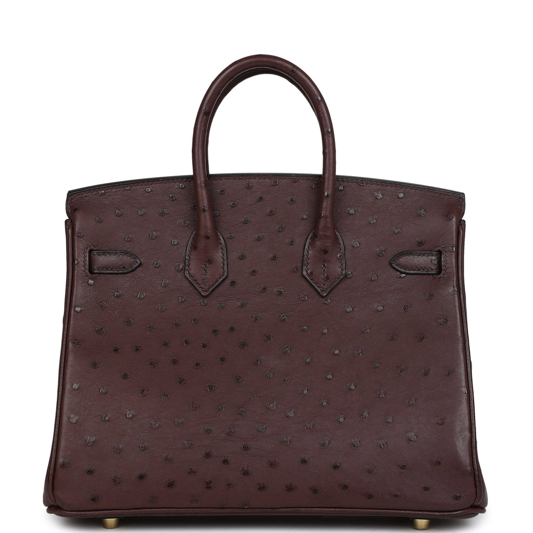 Premium Handmade Hermes Birkin 25 Rouge Sellier Ostrich Gold Hardware