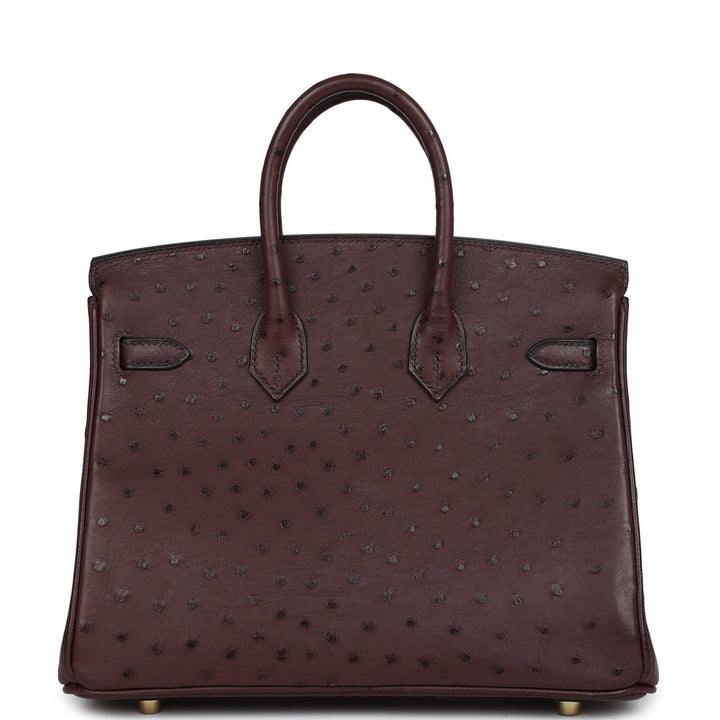 Premium Handmade Hermes Birkin 25 Rouge Sellier Ostrich Gold Hardware