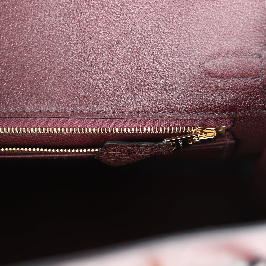 Premium Handmade Hermes Birkin 25 Rouge Sellier Ostrich Gold Hardware