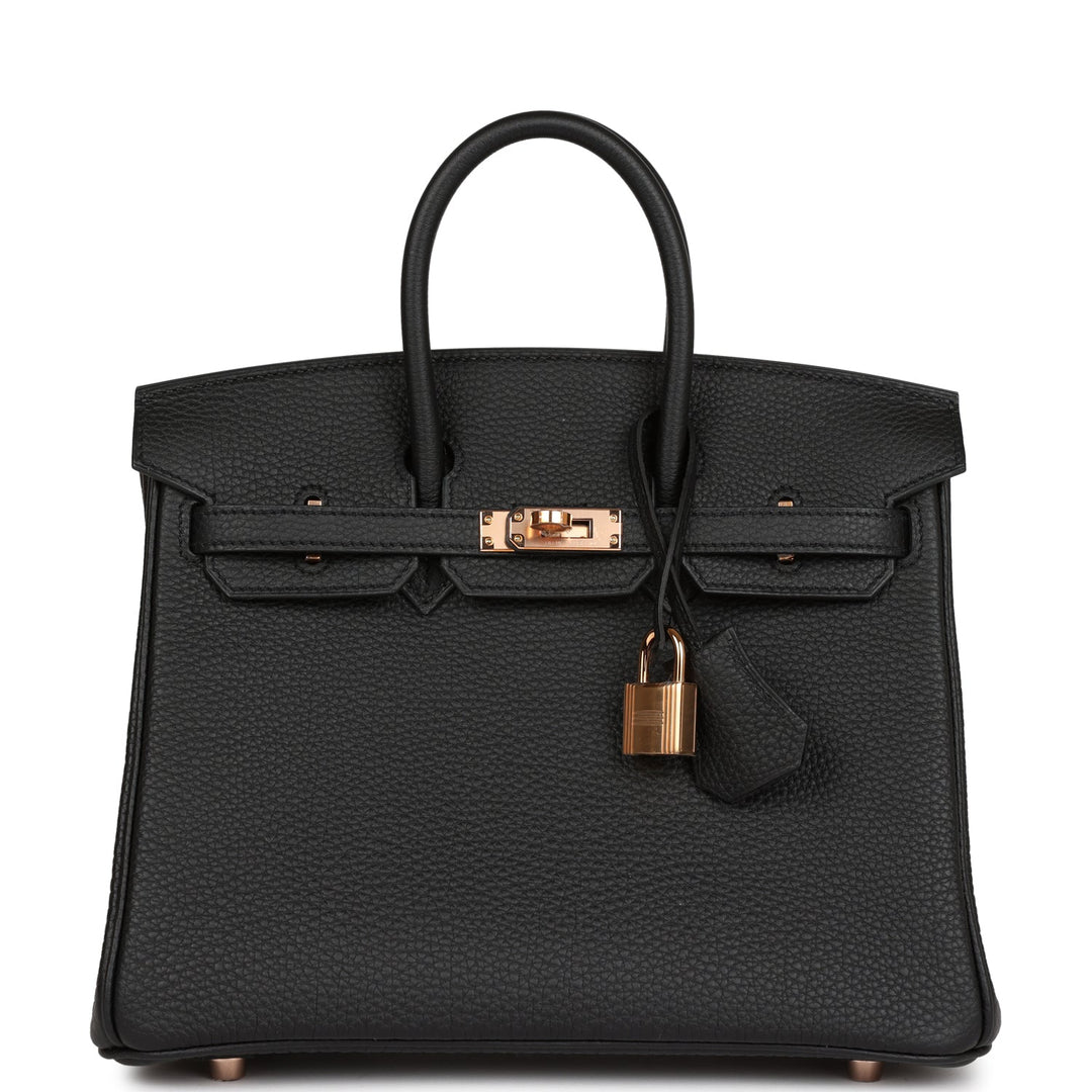 Hermes Birkin 25 Black Togo Rose Gold Hardware