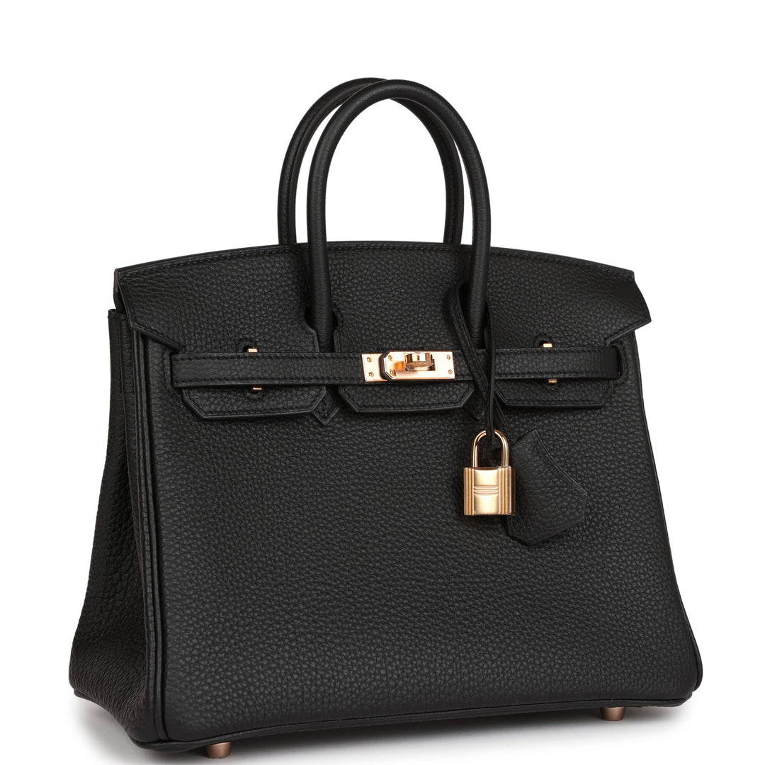 Top quality Hermes Birkin 25 Black Togo Rose Gold Hardware