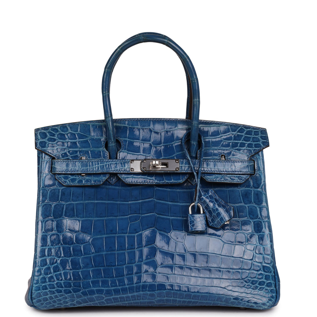 Top quality Hermes Birkin 30 Mykonos Shiny Niloticus Crocodile Palladium Hardware