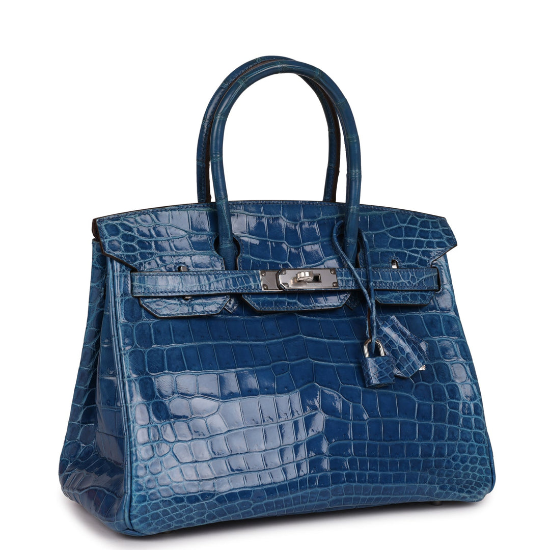 Top quality Hermes Birkin 30 Mykonos Shiny Niloticus Crocodile Palladium Hardware