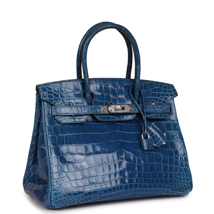 Top quality Hermes Birkin 30 Mykonos Shiny Niloticus Crocodile Palladium Hardware