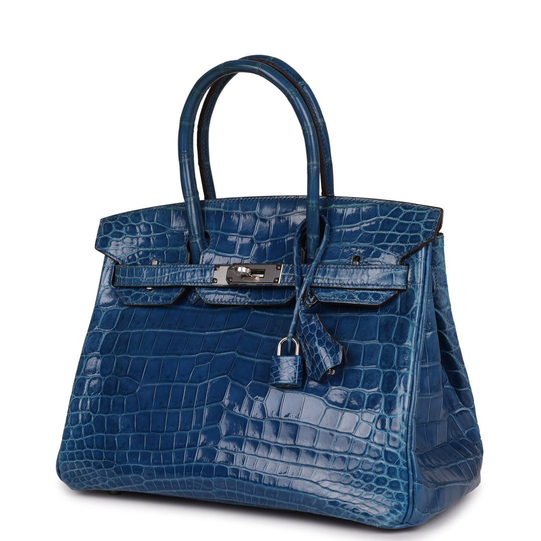 Top quality Hermes Birkin 30 Mykonos Shiny Niloticus Crocodile Palladium Hardware