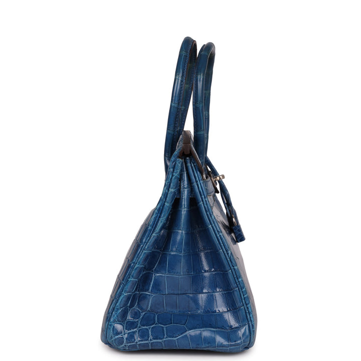 Top quality Hermes Birkin 30 Mykonos Shiny Niloticus Crocodile Palladium Hardware