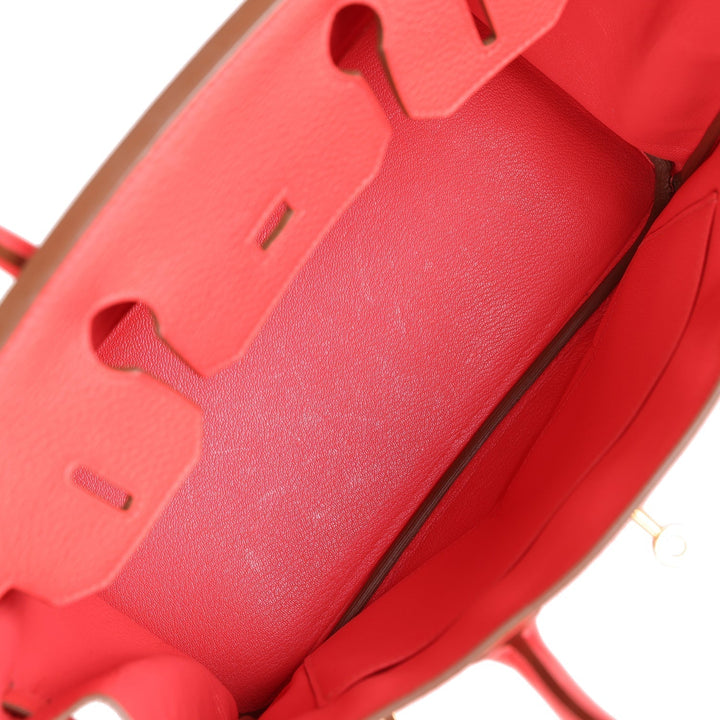 Top quality Hermes Birkin 30 Rouge Pivoine Clemence Gold Hardware