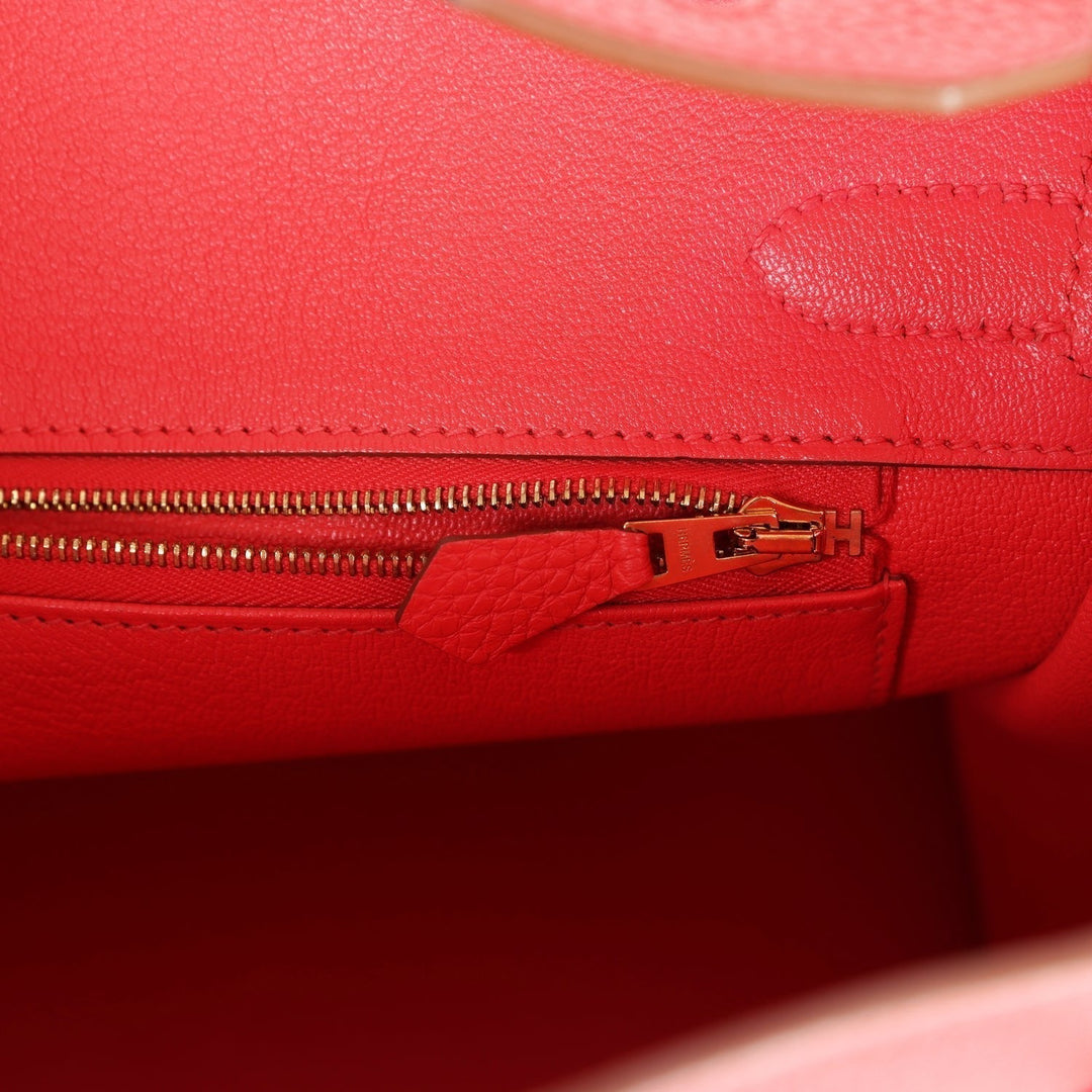 Top quality Hermes Birkin 30 Rouge Pivoine Clemence Gold Hardware