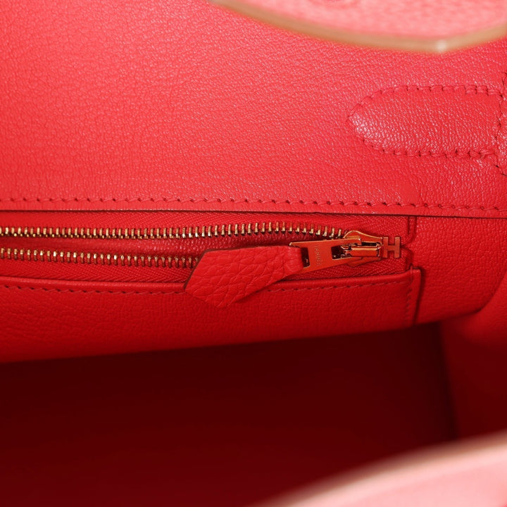 Top quality Hermes Birkin 30 Rouge Pivoine Clemence Gold Hardware