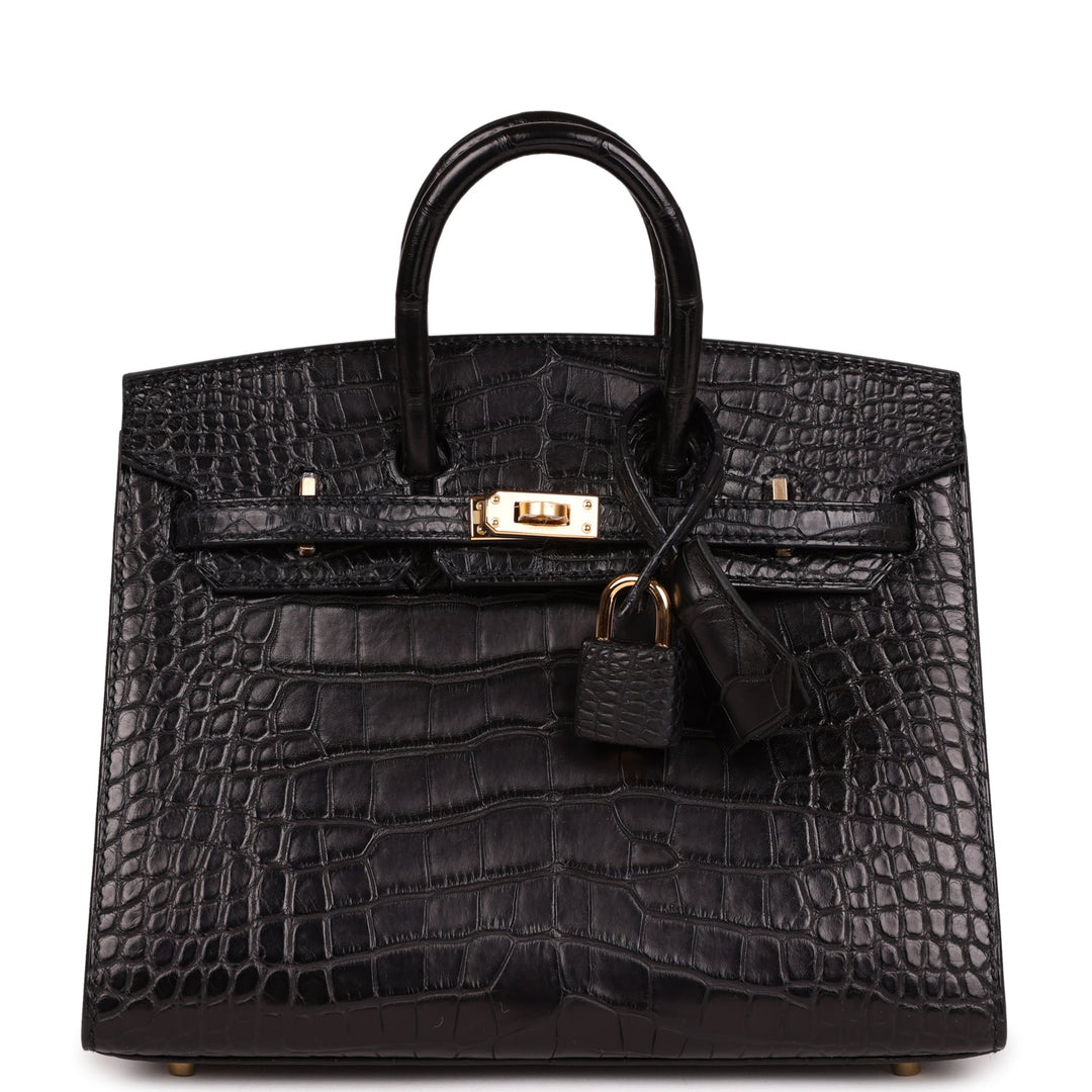 Top quality Hermes Birkin Sellier 20 Black Matte Alligator Gold Hardware