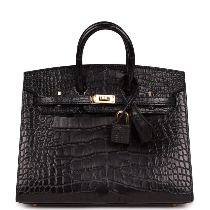 Top quality Hermes Birkin Sellier 20 Black Matte Alligator Gold Hardware