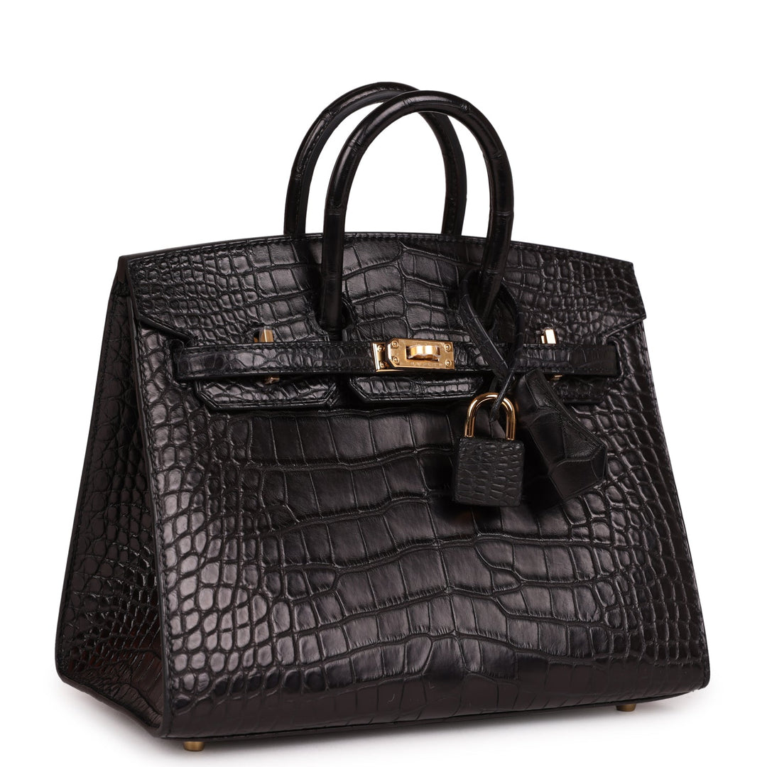 Top quality Hermes Birkin Sellier 20 Black Matte Alligator Gold Hardware