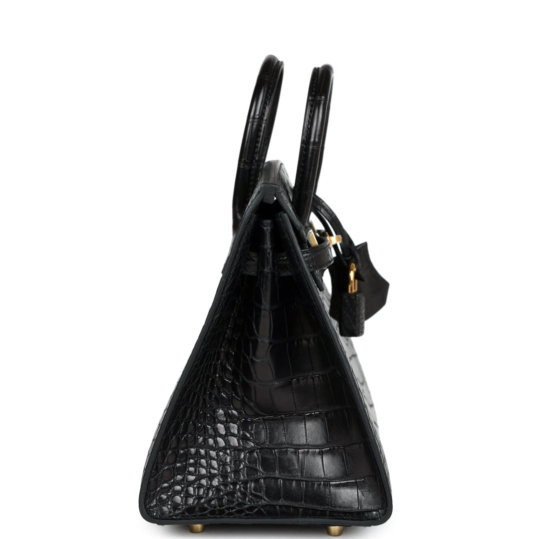 Top quality Hermes Birkin Sellier 20 Black Matte Alligator Gold Hardware