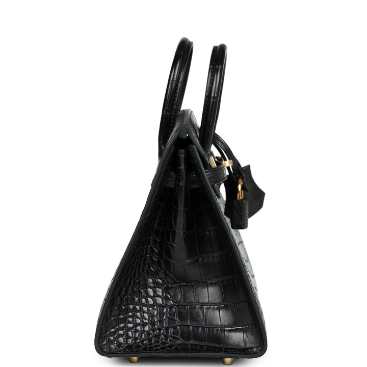 Top quality Hermes Birkin Sellier 20 Black Matte Alligator Gold Hardware
