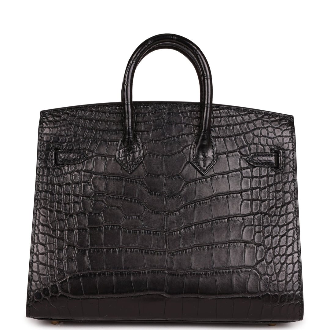 Top quality Hermes Birkin Sellier 20 Black Matte Alligator Gold Hardware