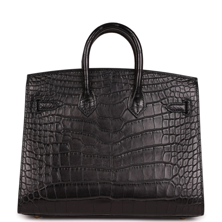 Top quality Hermes Birkin Sellier 20 Black Matte Alligator Gold Hardware