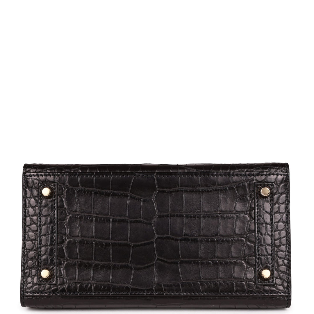Top quality Hermes Birkin Sellier 20 Black Matte Alligator Gold Hardware