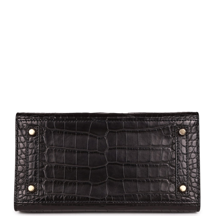 Top quality Hermes Birkin Sellier 20 Black Matte Alligator Gold Hardware