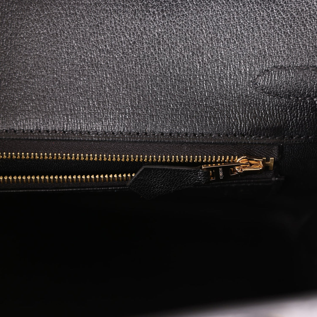 Premium Handmade Hermes Birkin 25 Black Shiny Niloticus Crocodile Gold Hardware