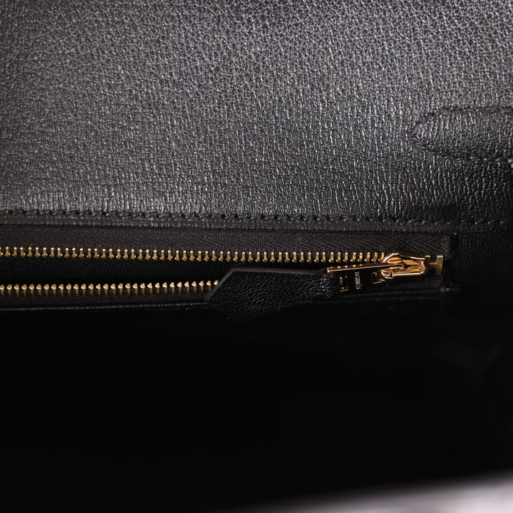 Premium Handmade Hermes Birkin 25 Black Shiny Niloticus Crocodile Gold Hardware
