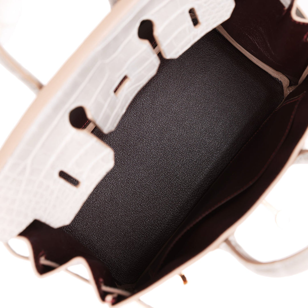 Top quality Hermes Special Order (HSS) Birkin 25 Gris Perle Verso Matte Alligator Rose Gold Hardware