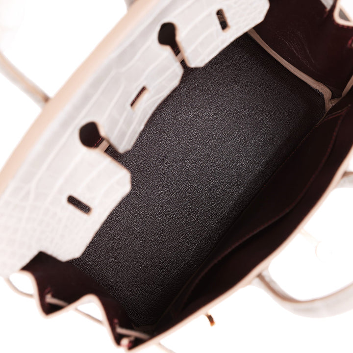 Top quality Hermes Special Order (HSS) Birkin 25 Gris Perle Verso Matte Alligator Rose Gold Hardware
