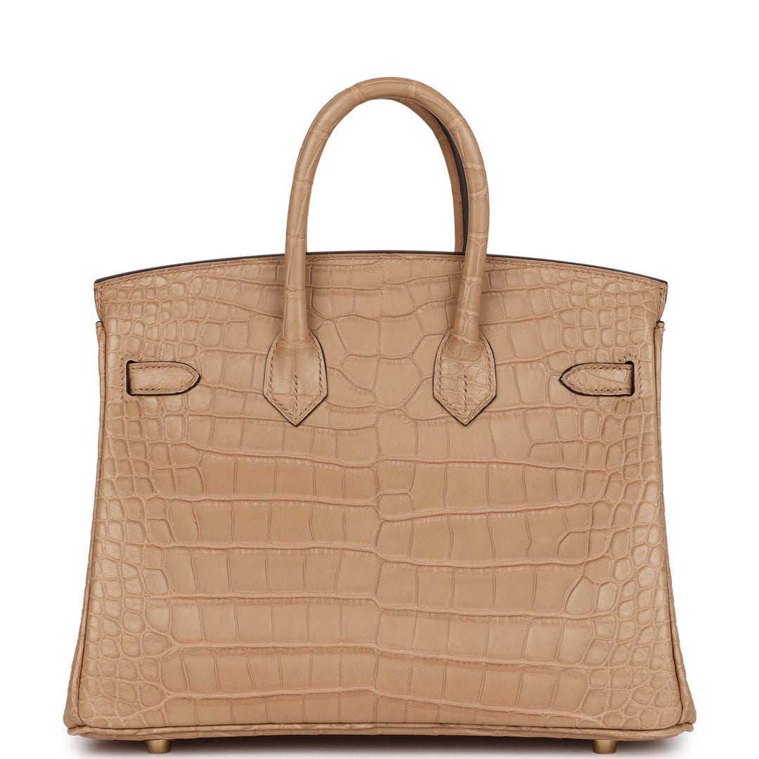 Top quality Hermes Birkin 25 Chai Matte Alligator Gold Hardware