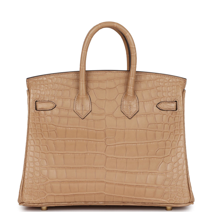 Top quality Hermes Birkin 25 Chai Matte Alligator Gold Hardware