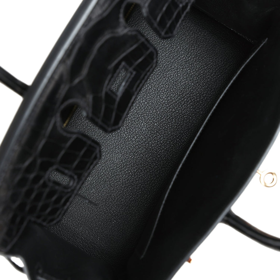 Top quality Hermes Birkin 25 Black Matte Alligator and Togo Touch Gold Hardware