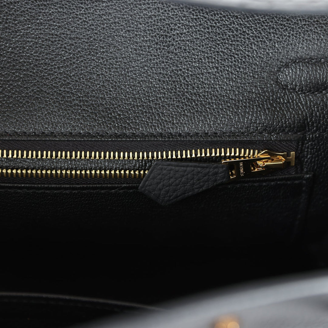 Top quality Hermes Birkin 25 Black Matte Alligator and Togo Touch Gold Hardware
