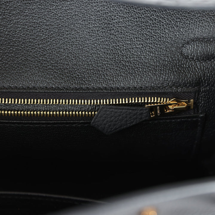 Top quality Hermes Birkin 25 Black Matte Alligator and Togo Touch Gold Hardware