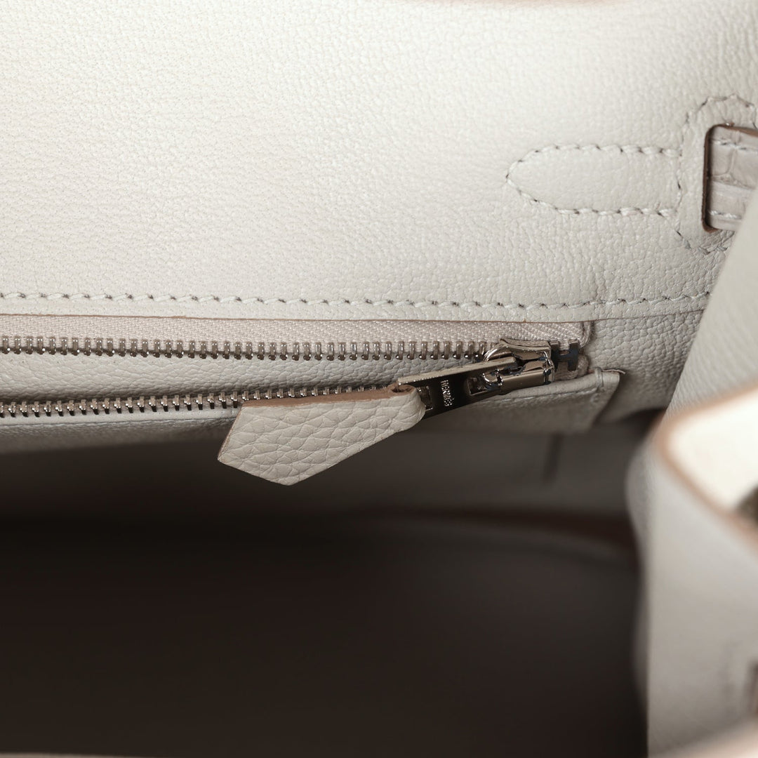 Top quality Hermes Birkin 25 Gris Perle Matte Alligator and Togo Touch Palladium Hardware