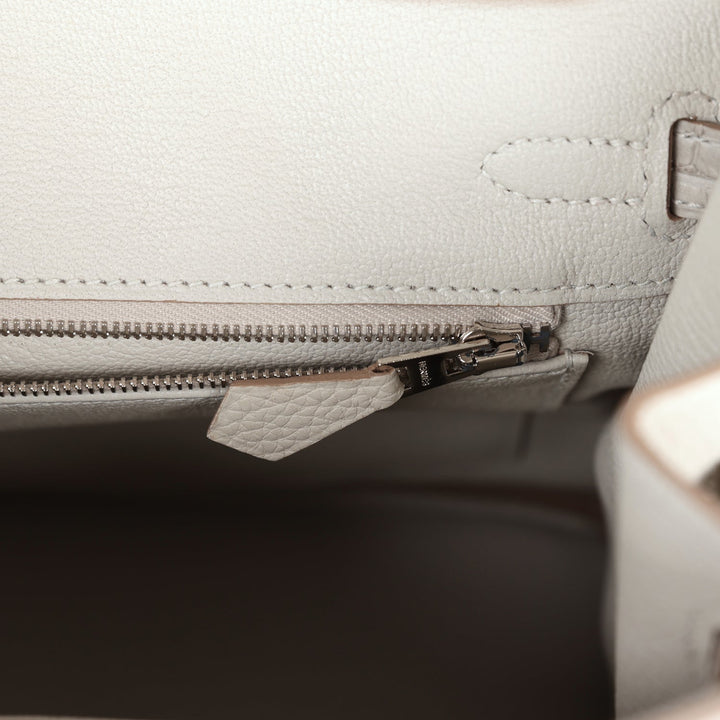 Top quality Hermes Birkin 25 Gris Perle Matte Alligator and Togo Touch Palladium Hardware